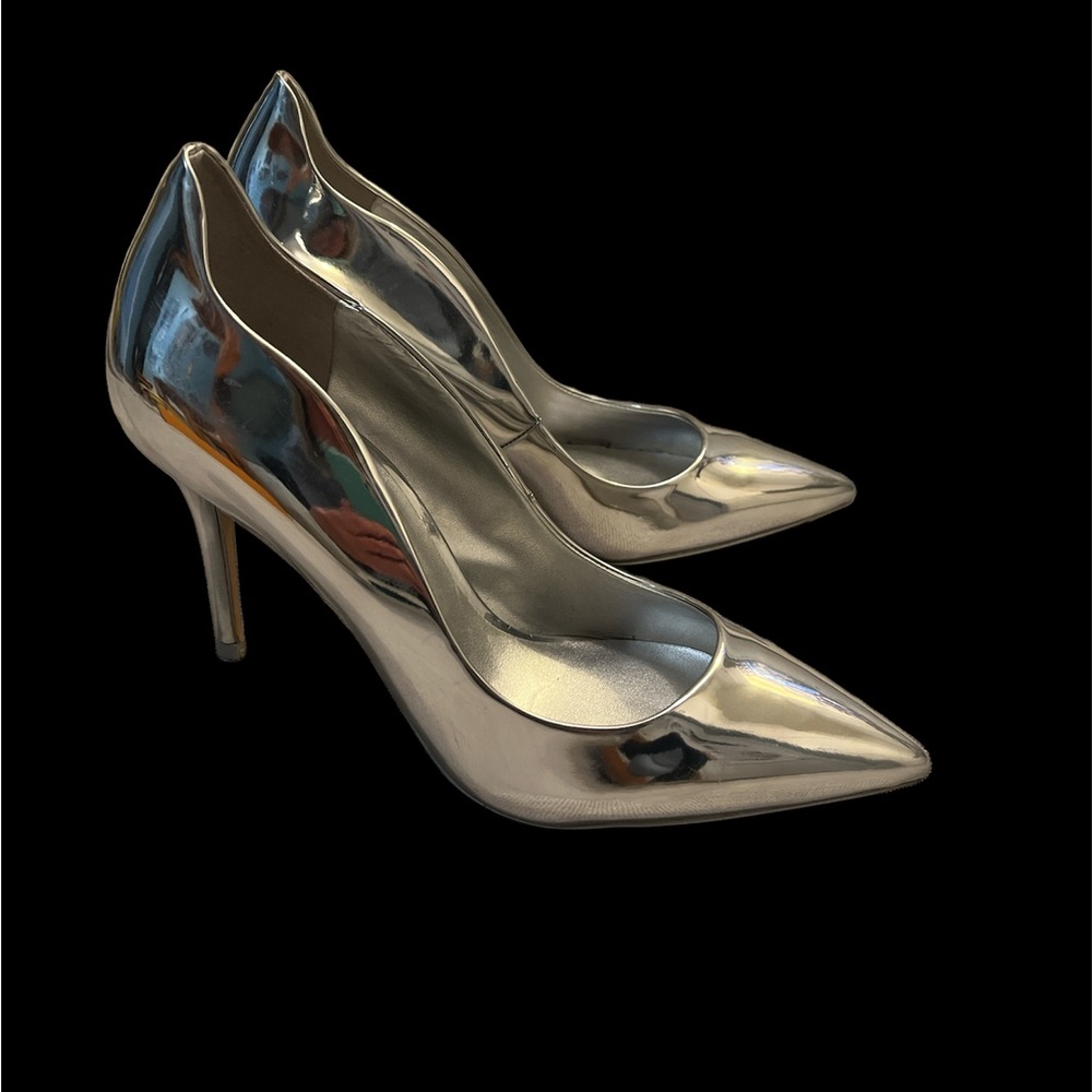 Aldo size 7.5 shoes silver point toe stilletto high heels